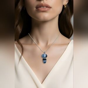 Sterling Silver 925 Pendant With Semiprecious Stones.